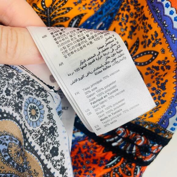 Sandro bandana-print Short-Sleeved Satin Mini Dress size 42 or US 10 - Picture 8 of 8